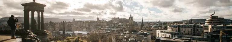 Capturing the view from Calton Hill with some of the key landmarks across Edinburgh, such as the castle, St Giles Cathedral and the Scott Monument