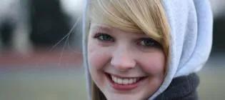 Woman wearing a hoodie