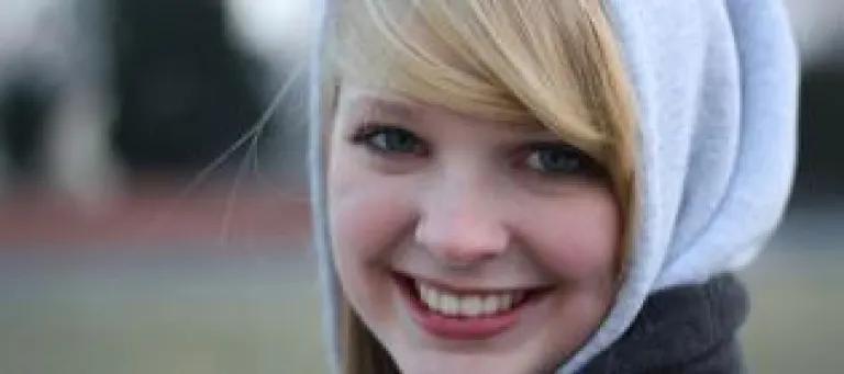 Woman wearing a hoodie