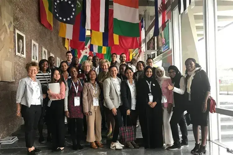 Aisha Holloway with Nursing Now’s Young Nurses at the World Health Assembly
