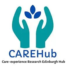 Care Hub research logo featuring animated two hands folding a flower icon