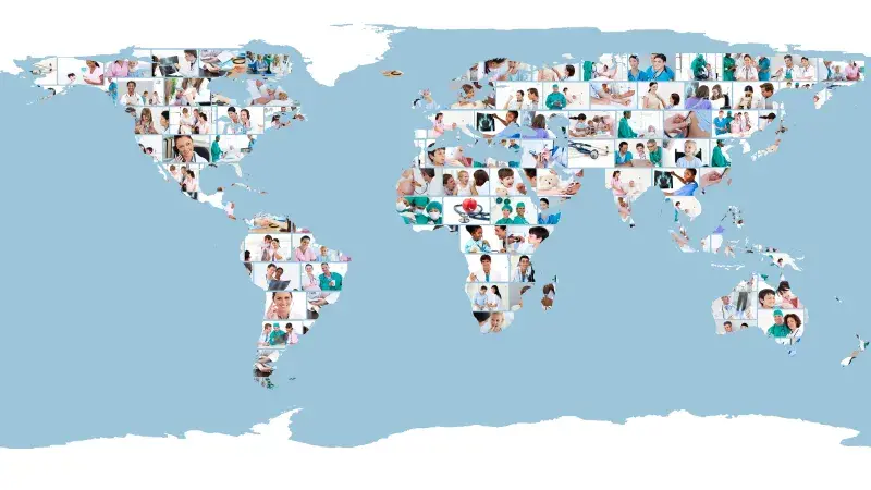 World map of health care workers